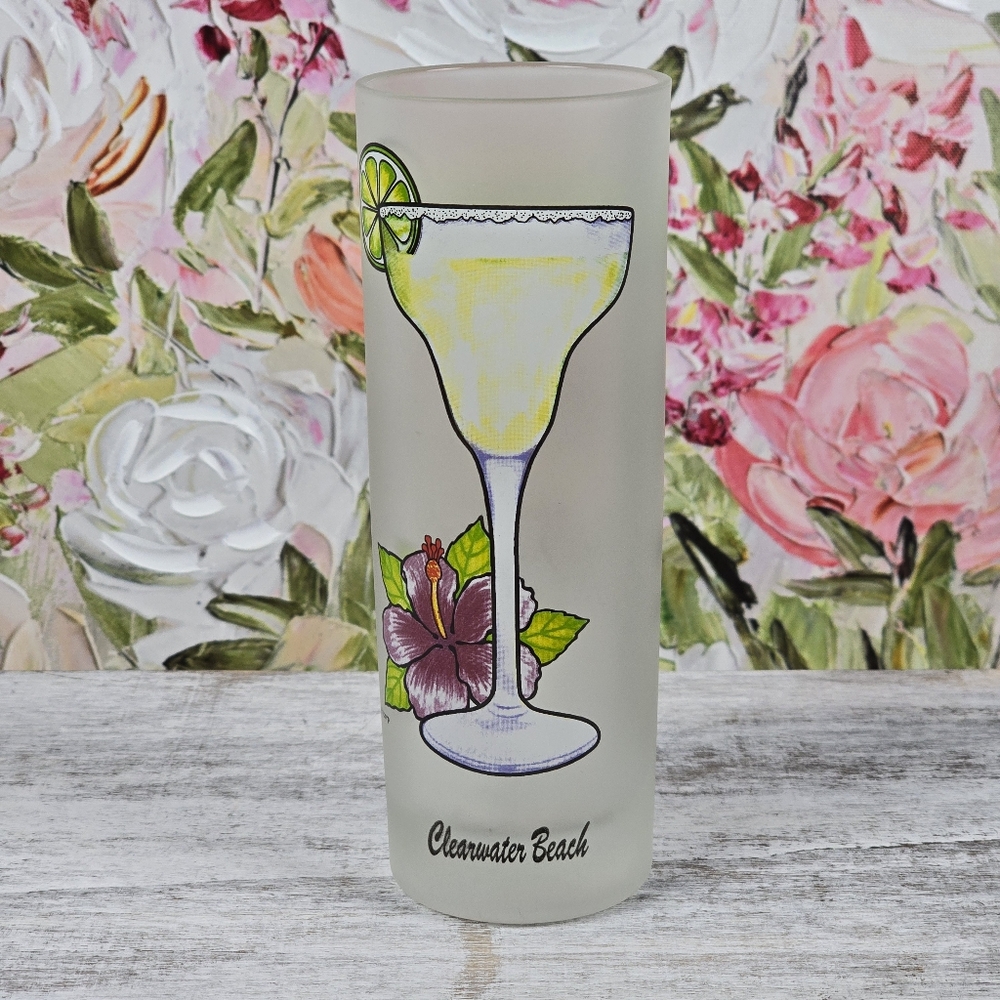 Vintage Highball Frosted Glass with Margarita Recipe on the back